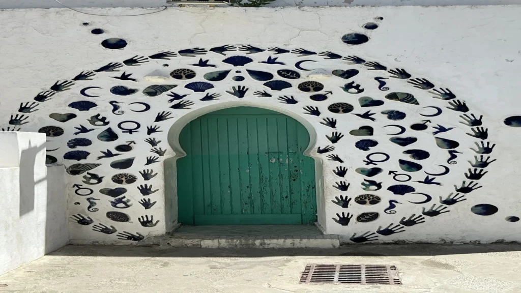 Asilah coastal town with whitewashed walls and colorful murals in Morocco